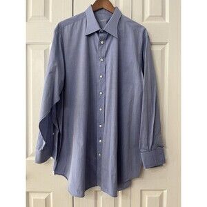 Ventura Men’s Button Up Dress Shirt Blue Custom Tailored XL EUC Blue